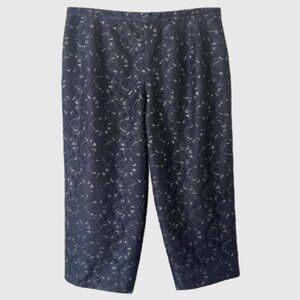 Rare 90's Vintage Harve' Bernard Black Lace/Silver Wide Leg Capris (16) Like New